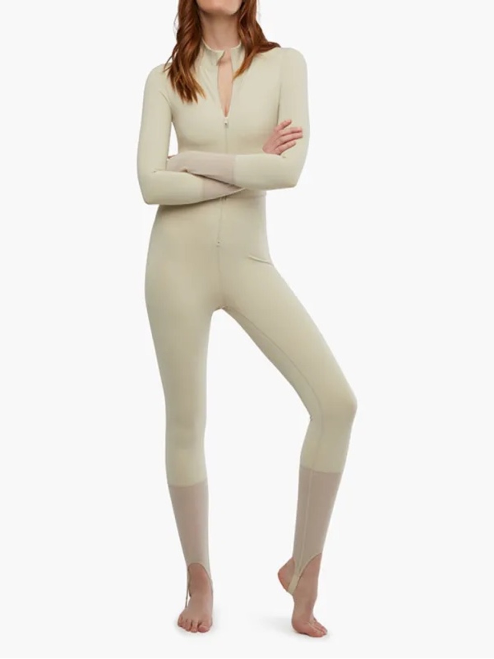 Weworewhat Zip Front Stirrup Jumpsuit Off White Sz S $188